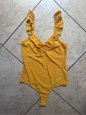 Rue21/Persaya Mustard Eyelet Bodysuit